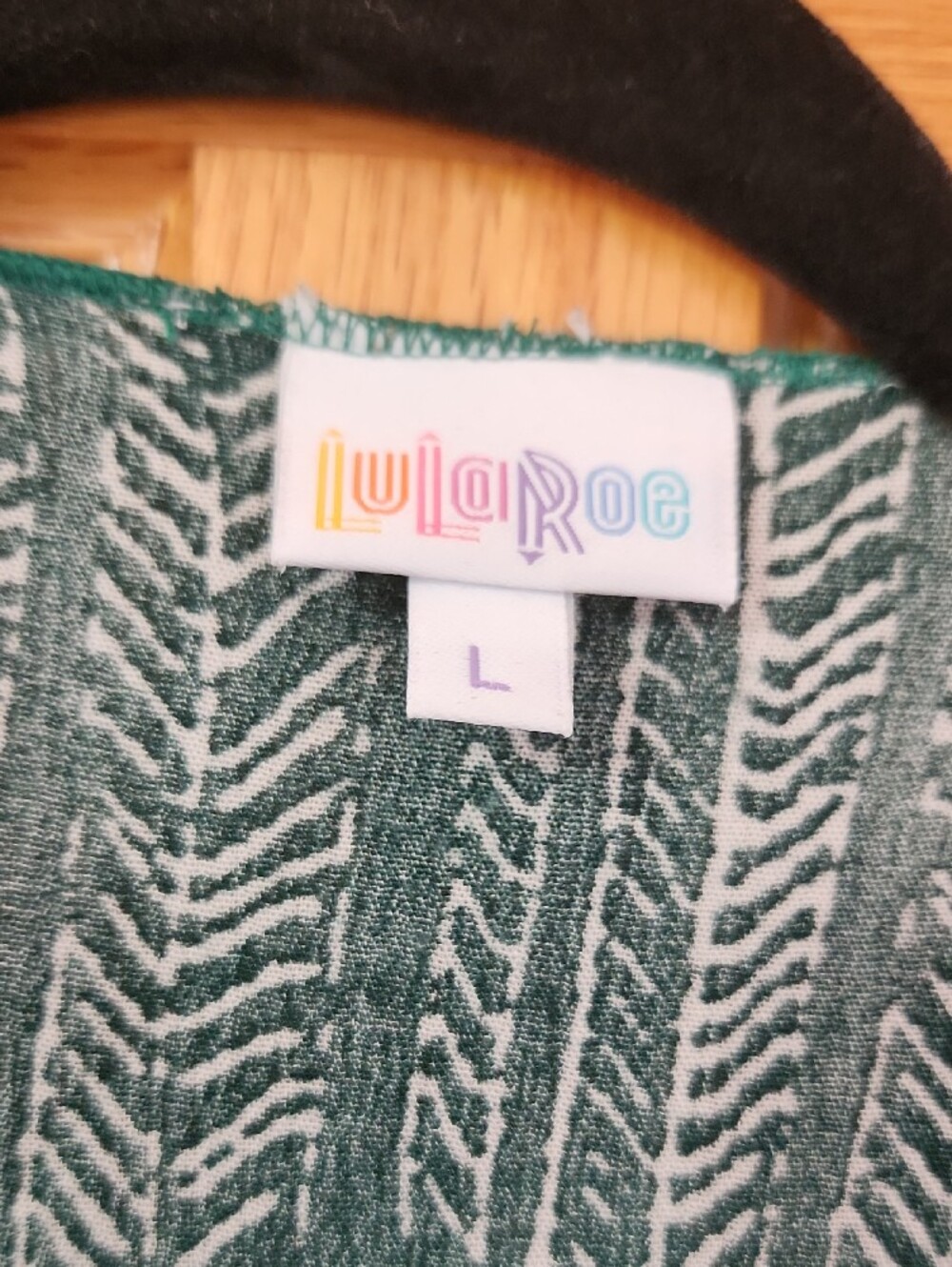 LuLaRoe Green Patterned Open-Front Duster - Picture 2 of 6